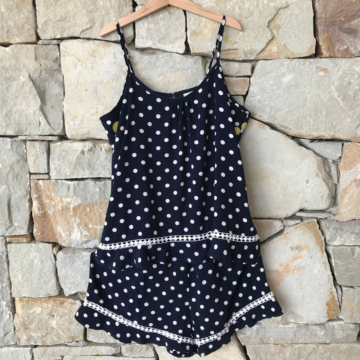 Polka dot short overalls - size 14