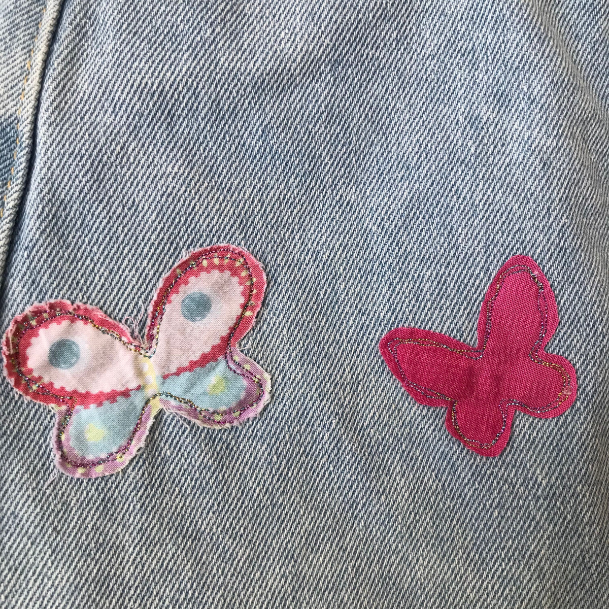 Denim skirt with butterflies and rainbows - size 5