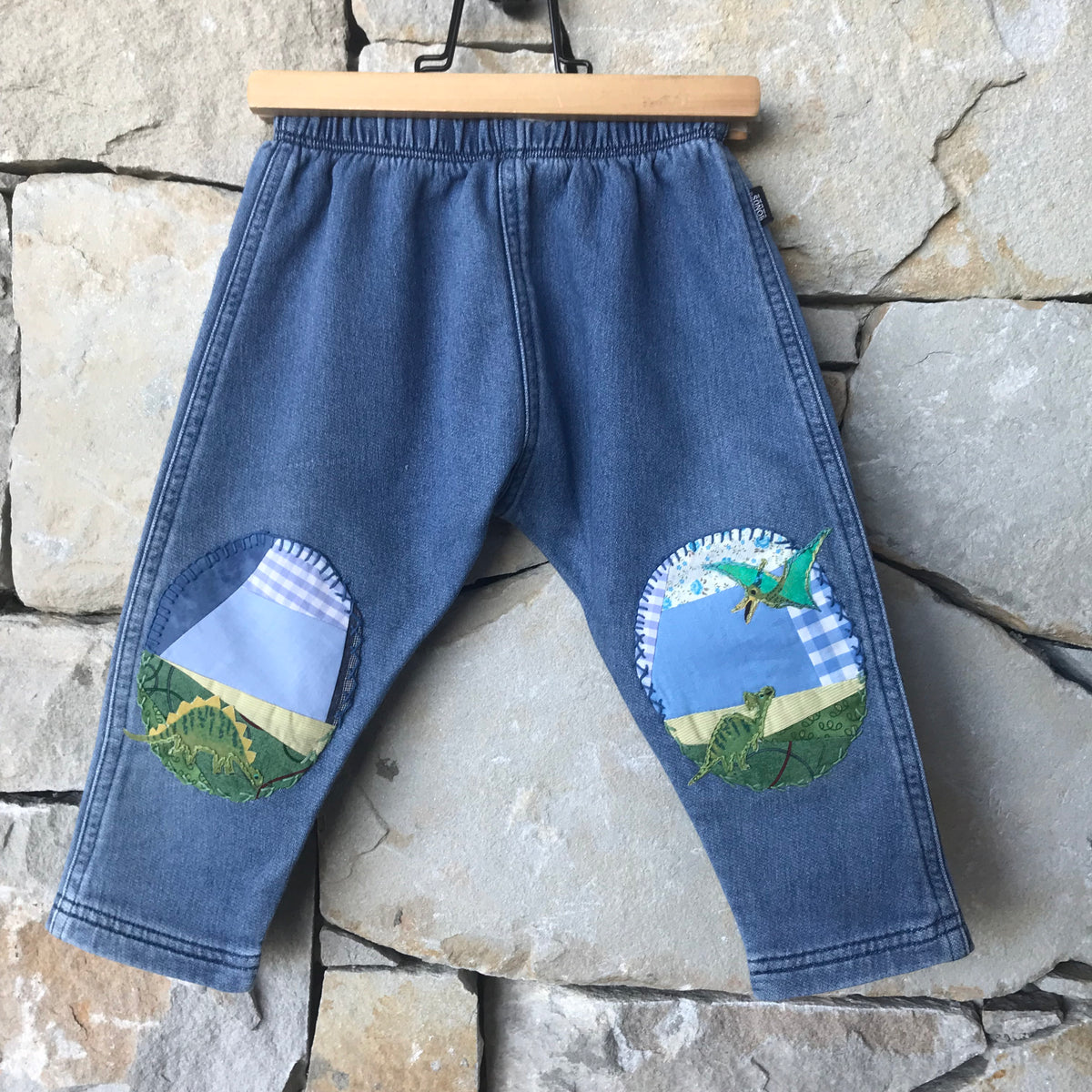 Dinosaurus handstitched denim joggers - size 1