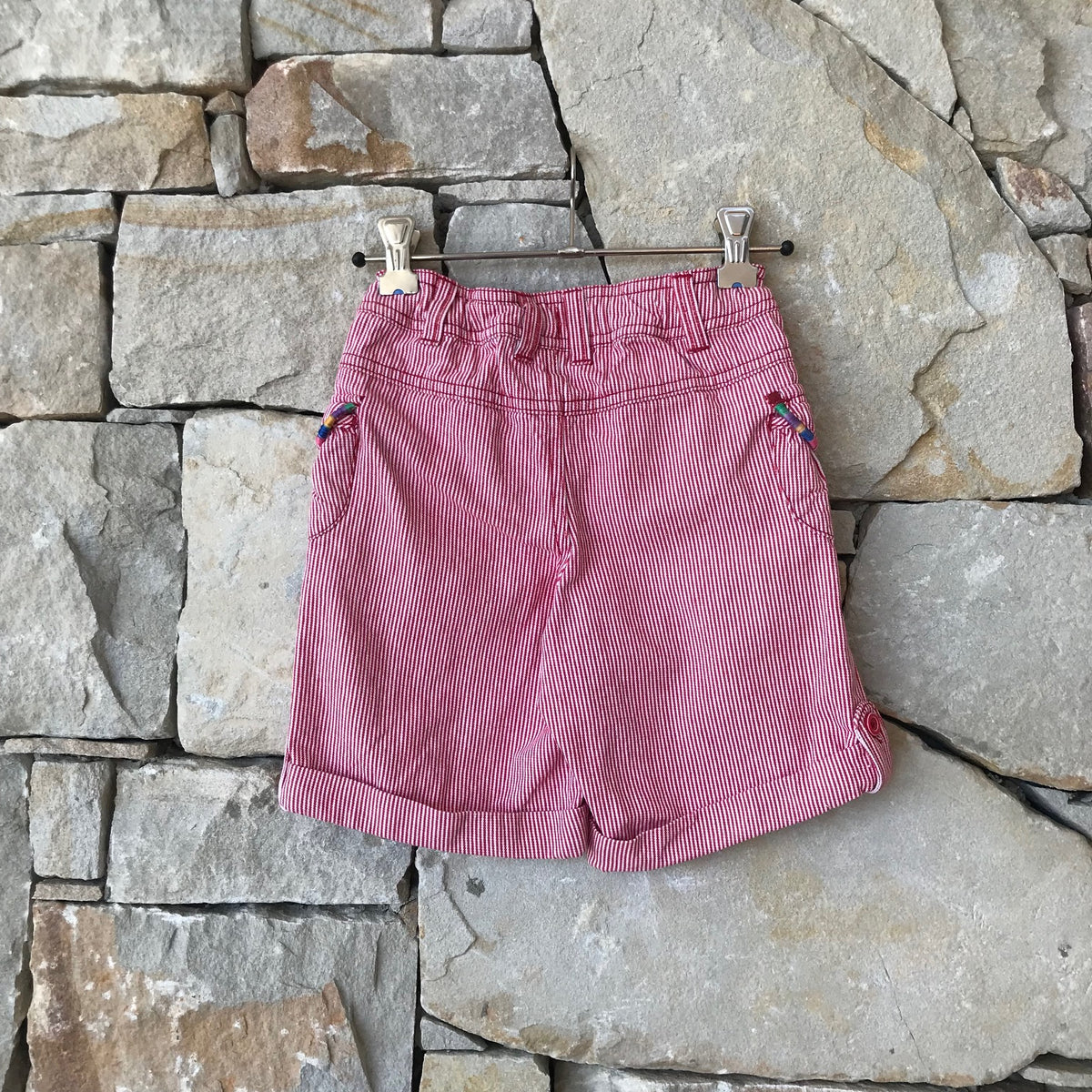 Red stripy shorts - size 6