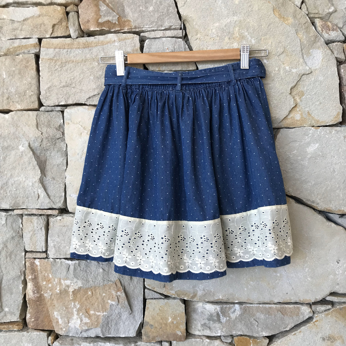 Denim and broderie anglaise skirt - size 12