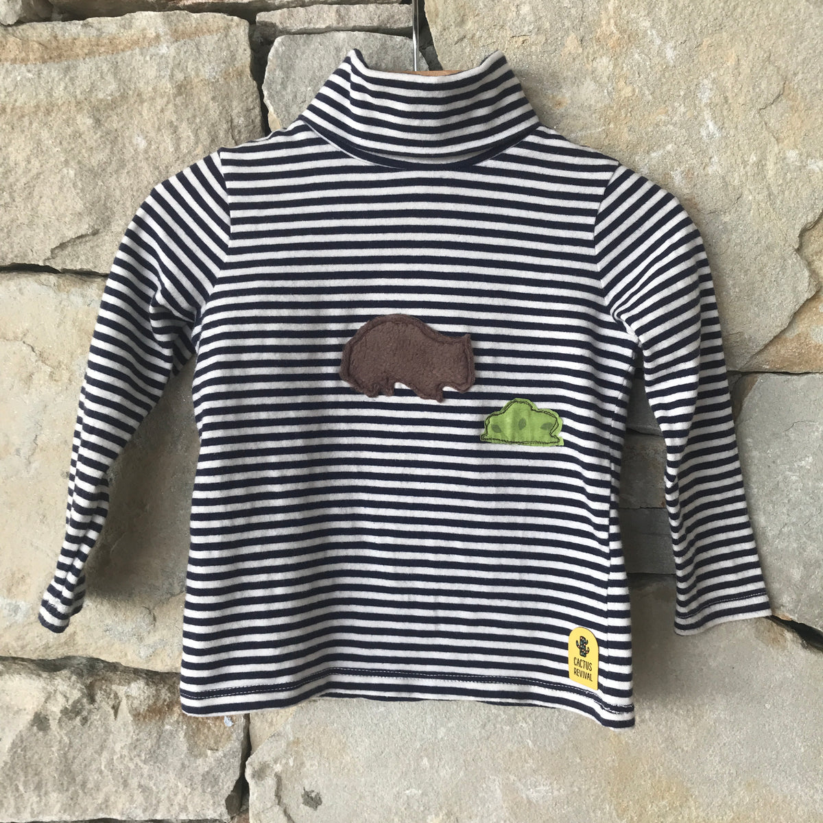 Munching wombat striped long sleeved top - size 1