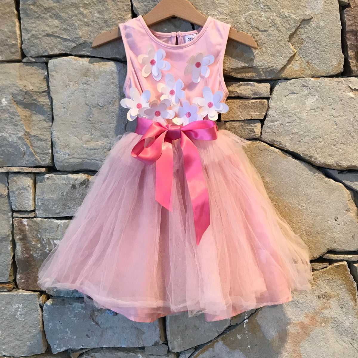 Flower power pink tulle party dress - size 4