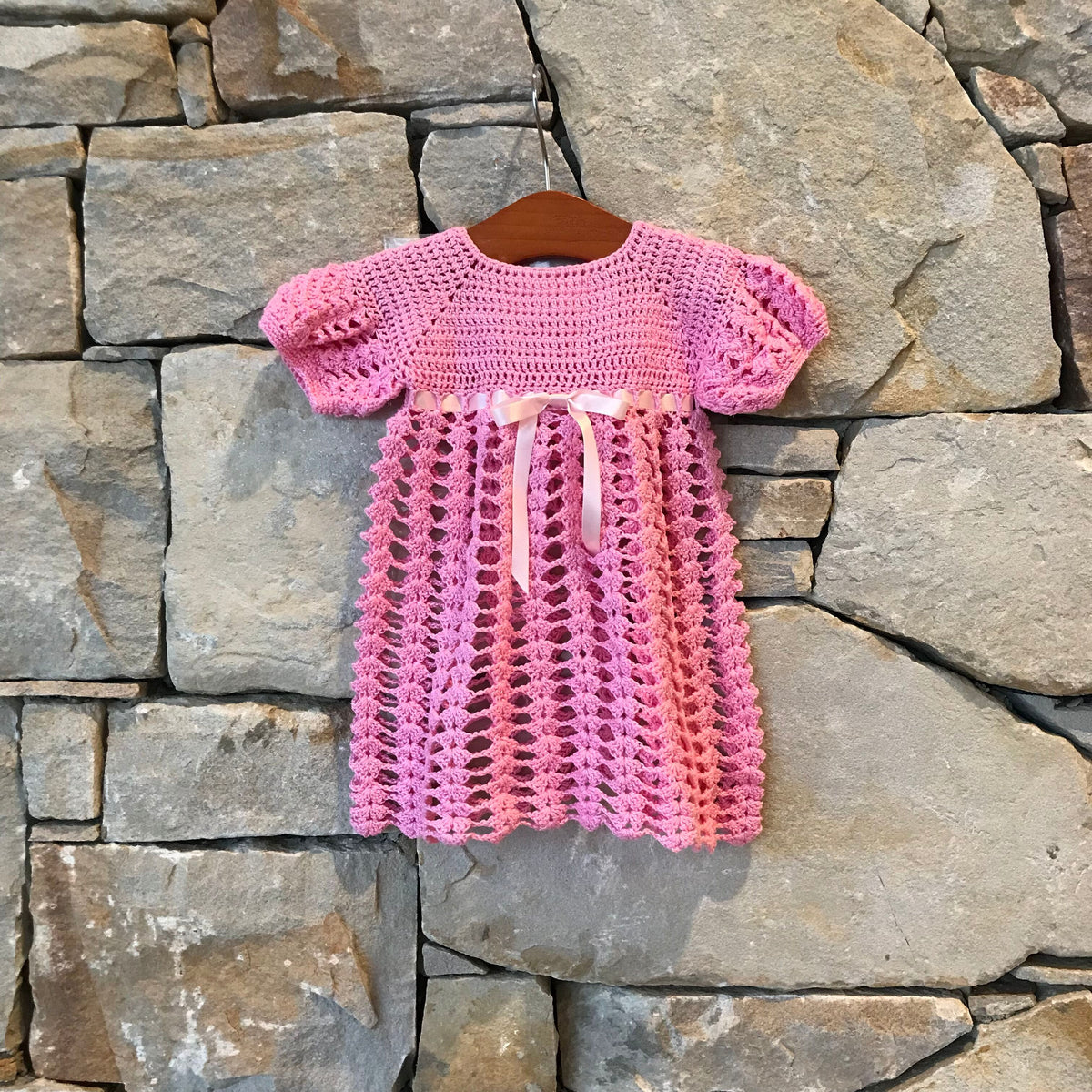 Handmade pink crochet dress - size 1