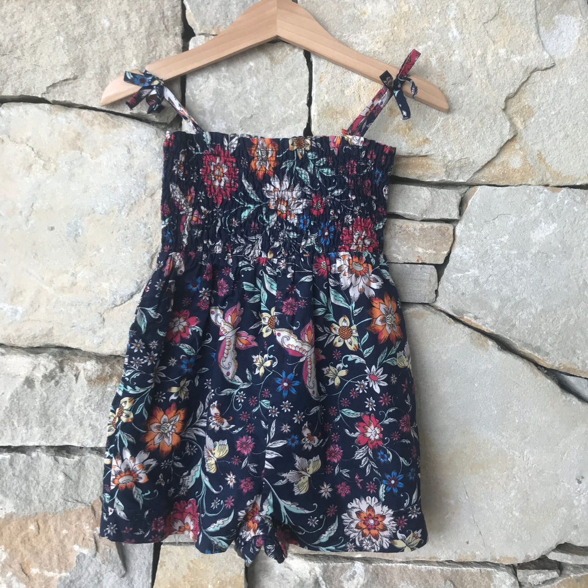 Navy blue floral romper - size 2