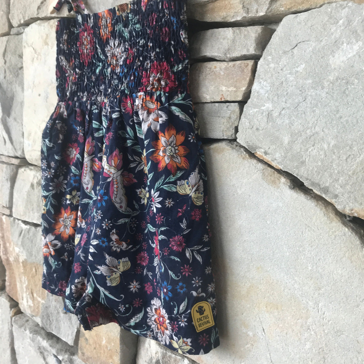 Navy blue floral romper - size 2