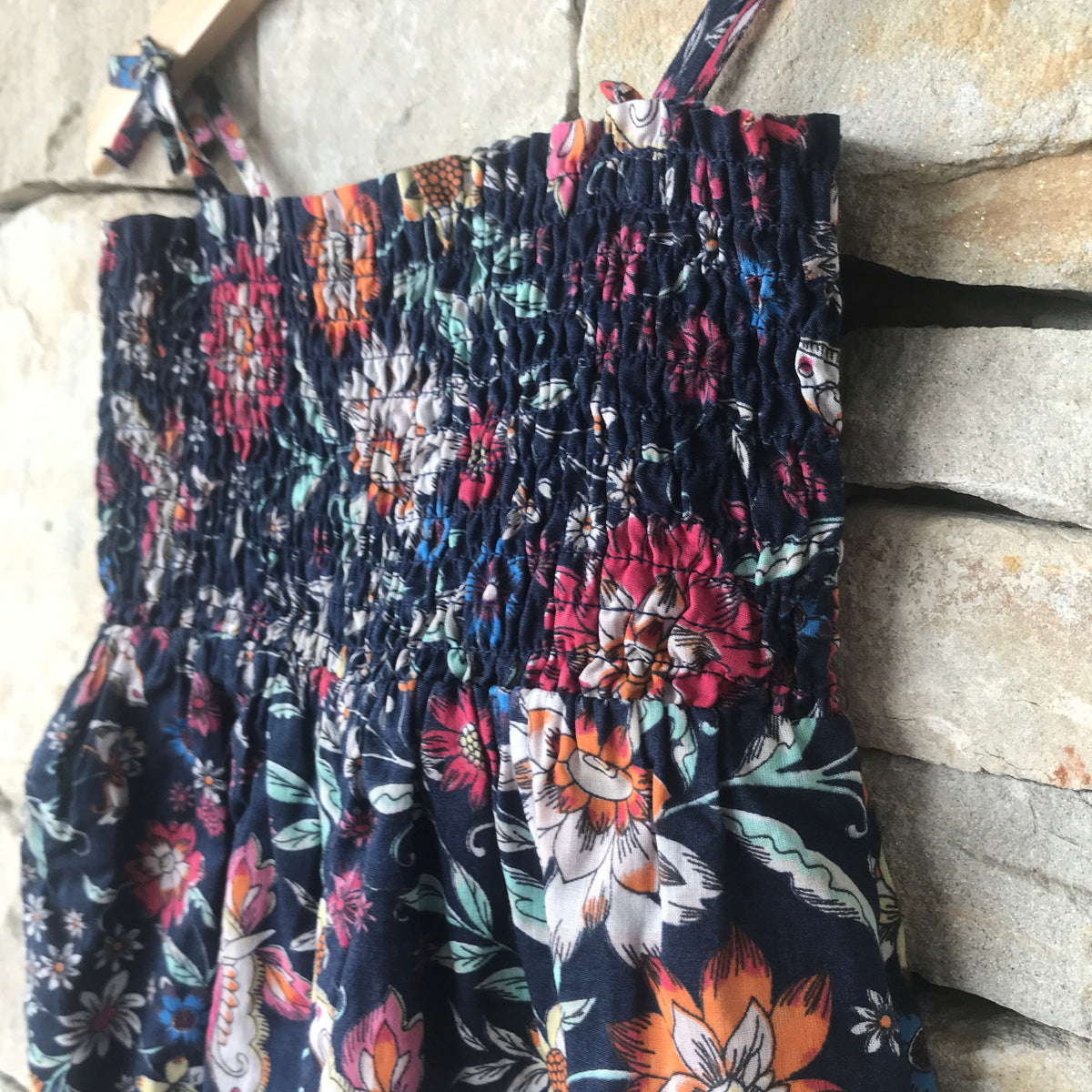 Navy blue floral romper - size 2