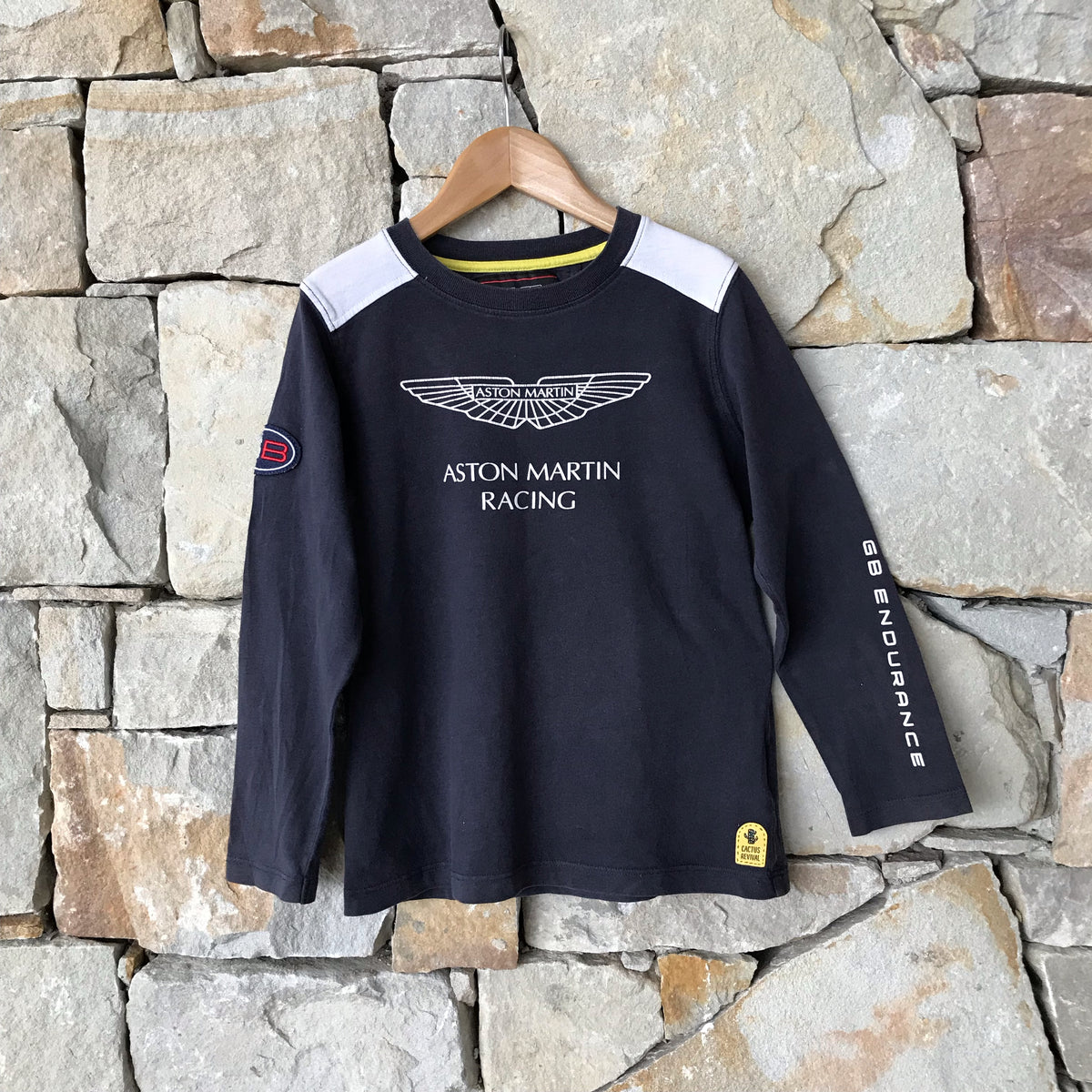 Aston Martin racing trophy navy long sleeved t-shirt: Size 5-6