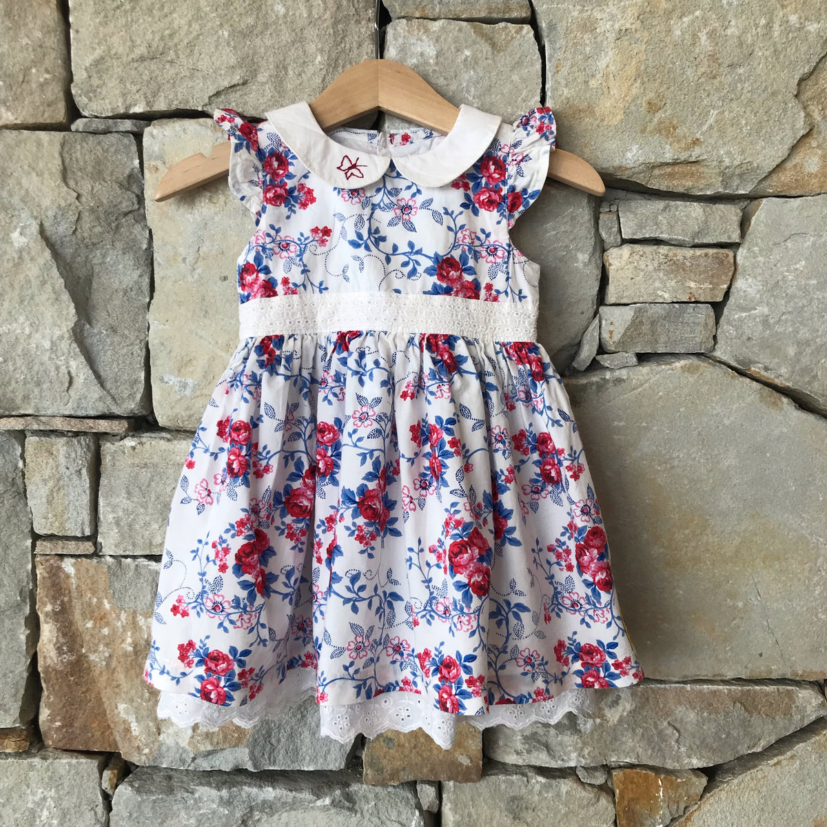 Floral party dress with butterfly embroidery: 3-6 months