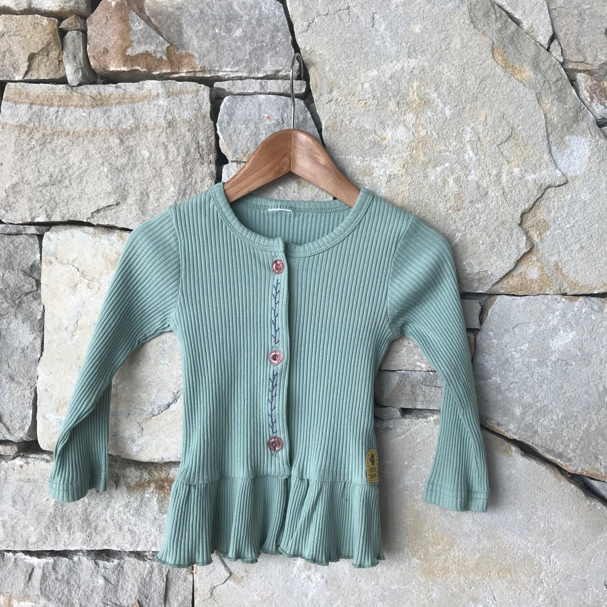 Sea green embroidered cardigan: size 1